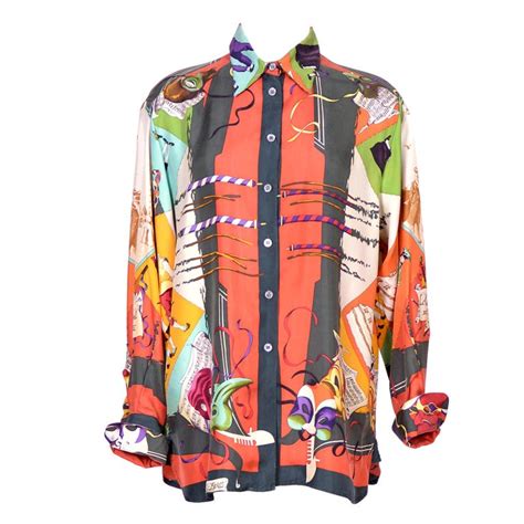 Shirt in silk with Hubert objects print 